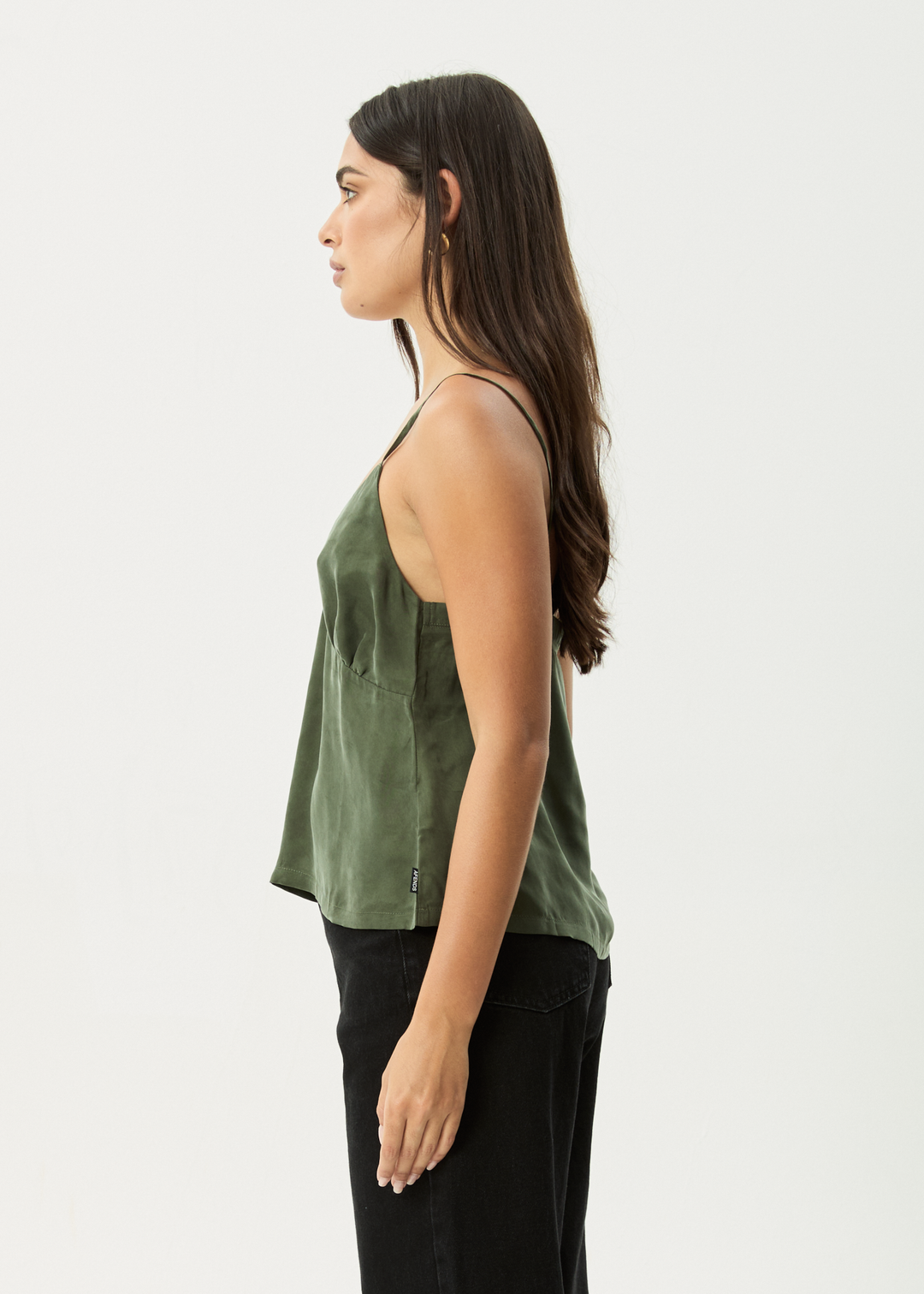 AFENDS Womens Gemma - Cupro Cami Top - Deep Green