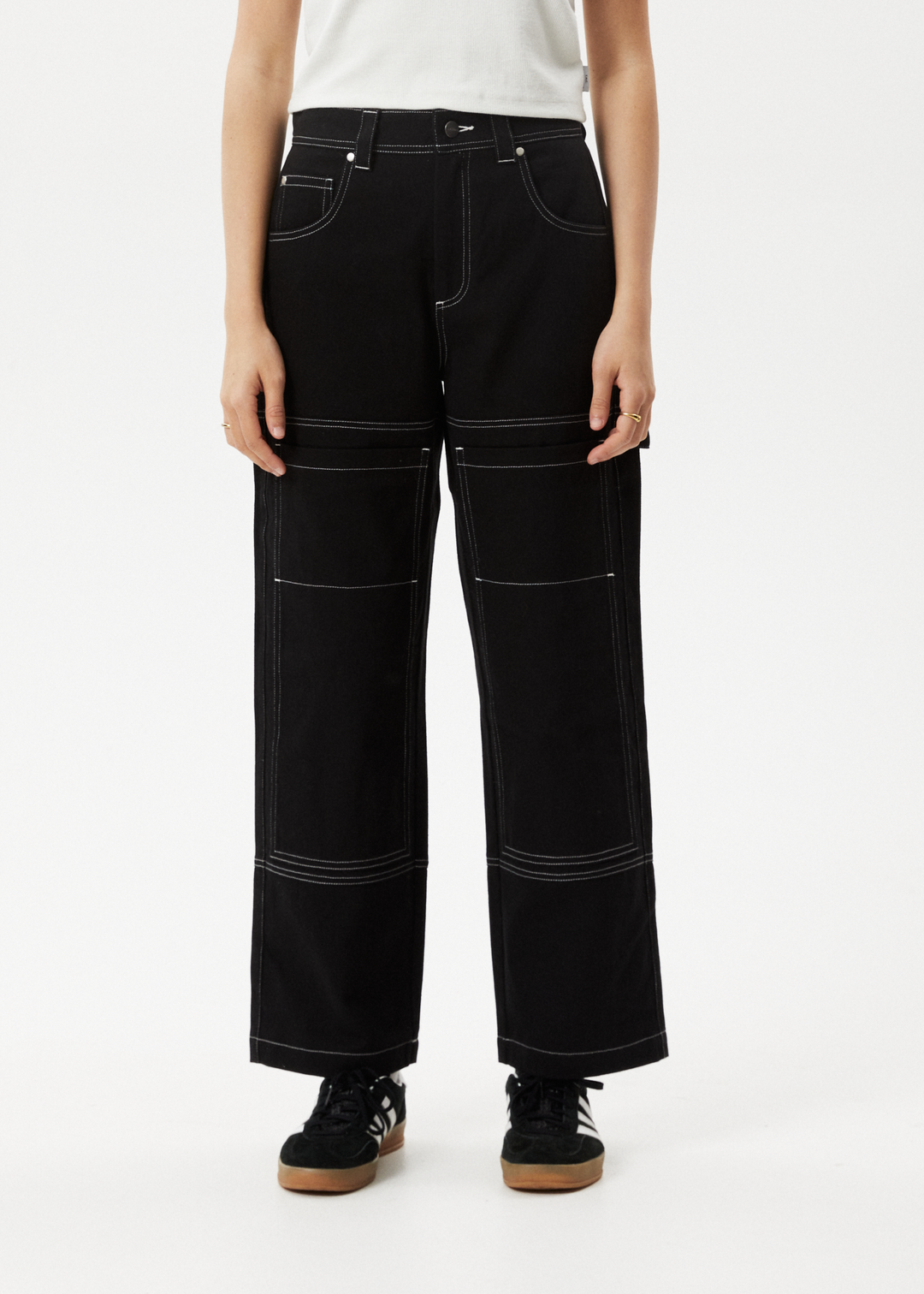 AFENDS Womens Moss - Carpenter Pants - Washed Black 