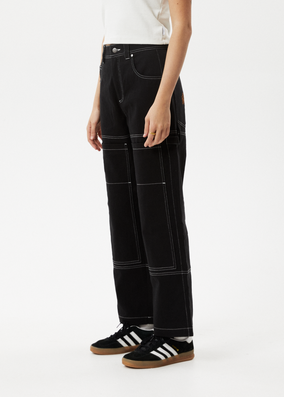 AFENDS Womens Moss - Carpenter Pants - Washed Black 