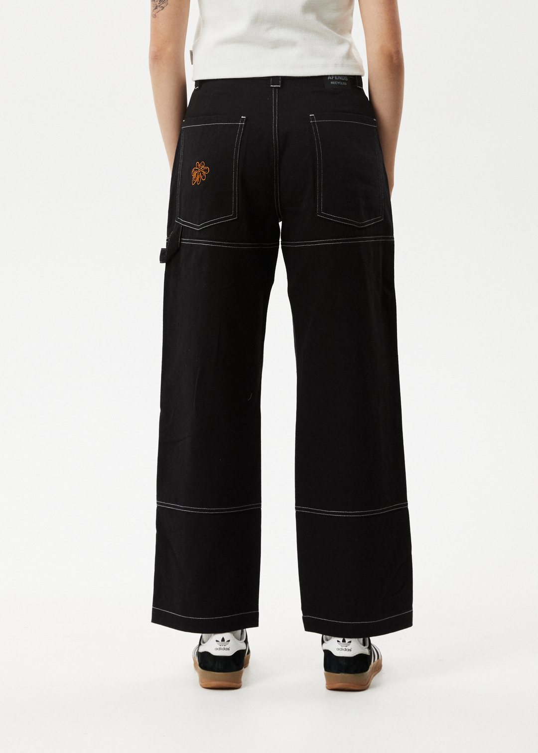 AFENDS Womens Moss - Carpenter Pants - Washed Black 