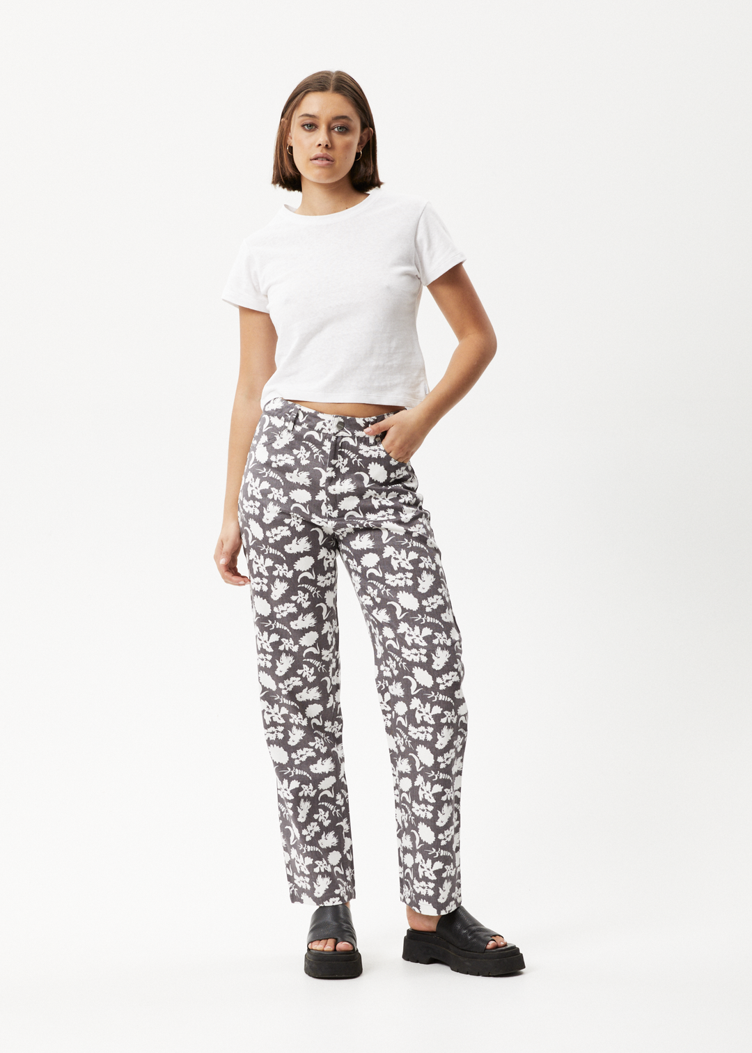 AFENDS Womens Bayley Shelby Long - Wide Leg Pant - Steel