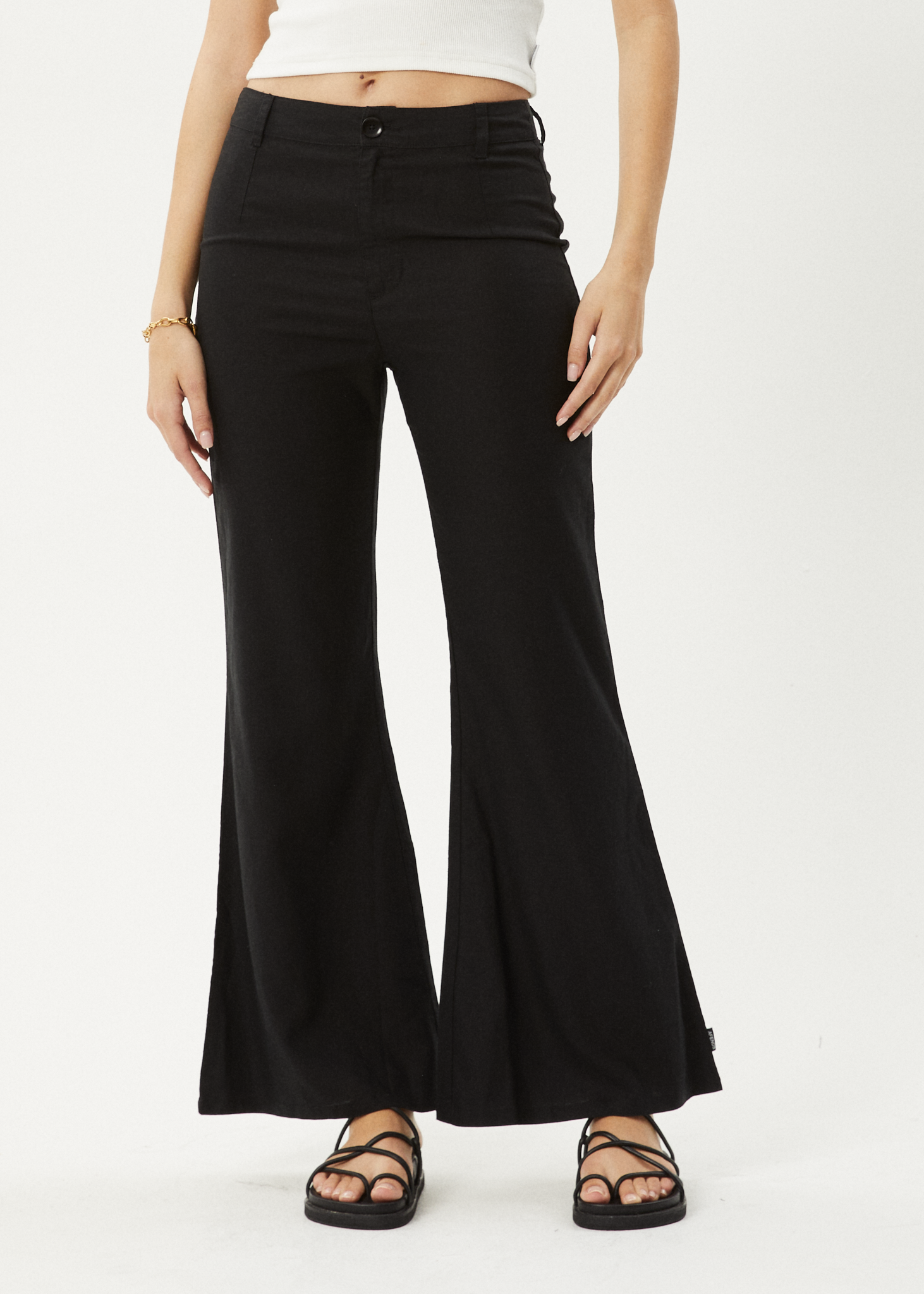 AFENDS Womens Focus - Seersucker Flare Pant - Black AFENDS Womens Focus - Seersucker Flare Pant - Black