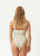 Afends Womens Kali -  Check One Piece - Pistachio Check - Afends womens kali    check one piece   pistachio check 