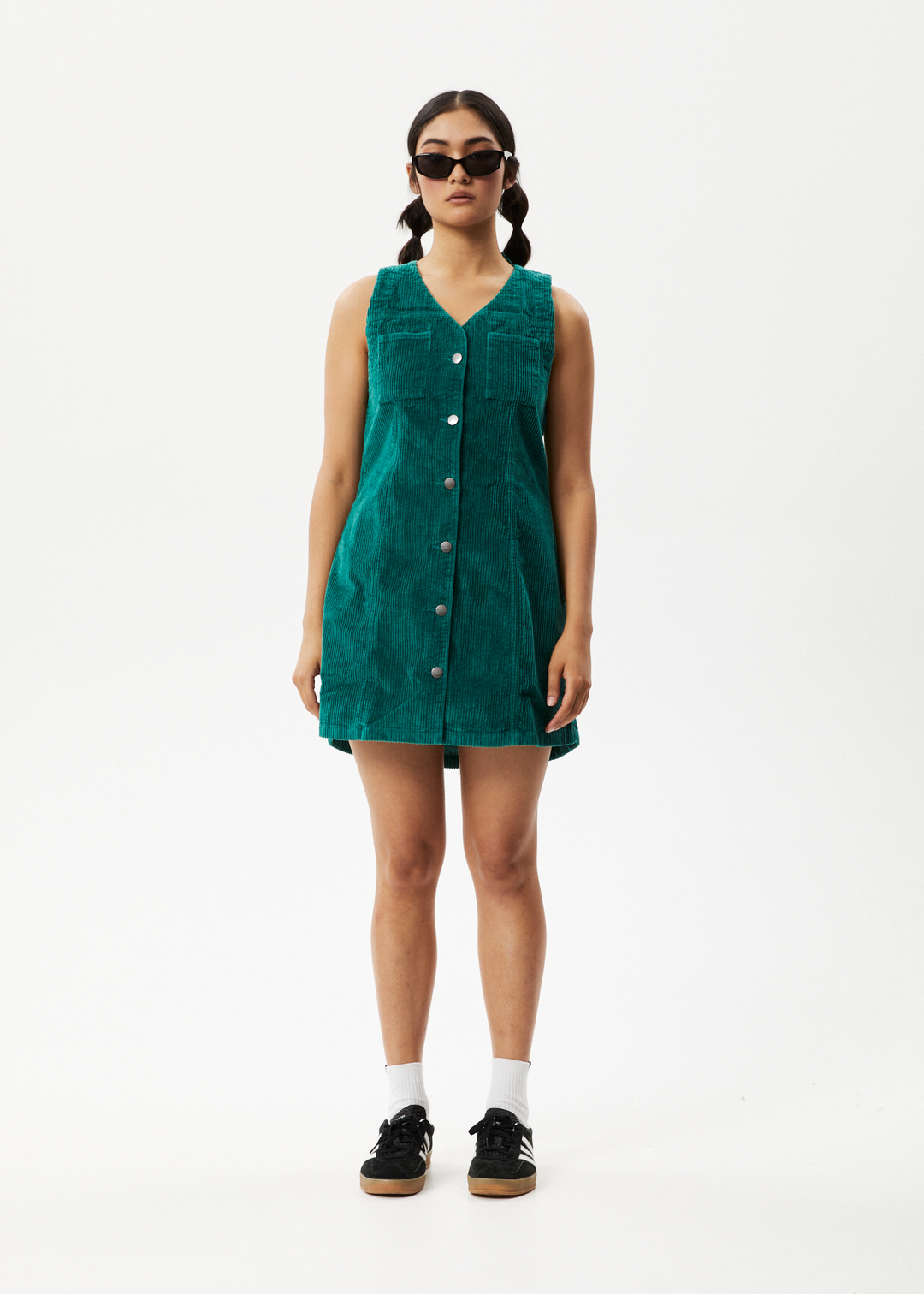 AFENDS Womens Kaia Corduroy Mini Dress Emerald