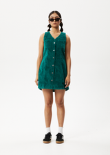 Afends Womens Kaia - Corduroy Mini Dress - Emerald - Afends womens kaia   corduroy mini dress   emerald 