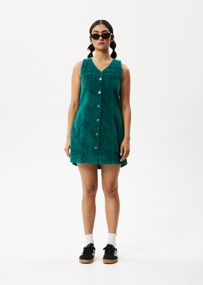 Afends Womens Kaia - Corduroy Mini Dress - Emerald 