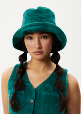 Afends Unisex Union - Corduory Wide Brim Hat - Emerald - Afends unisex union   corduory wide brim hat   emerald a233624 emd s/m