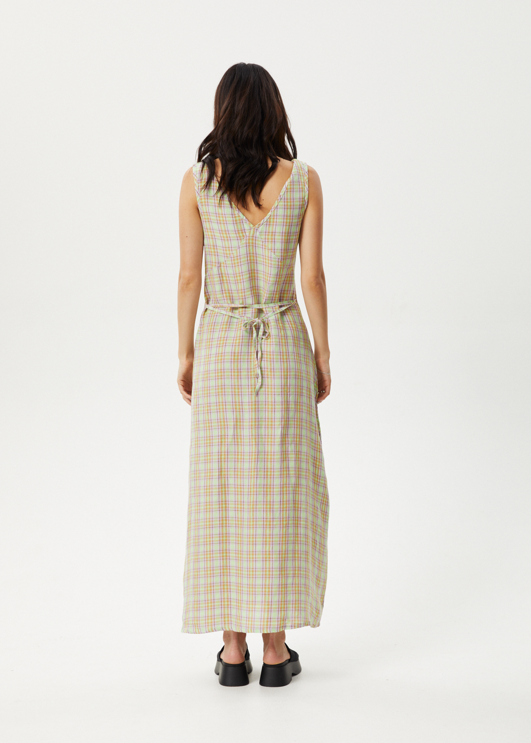 AFENDS Womens Kali - Hemp Maxi Dress - Pistachio Check 