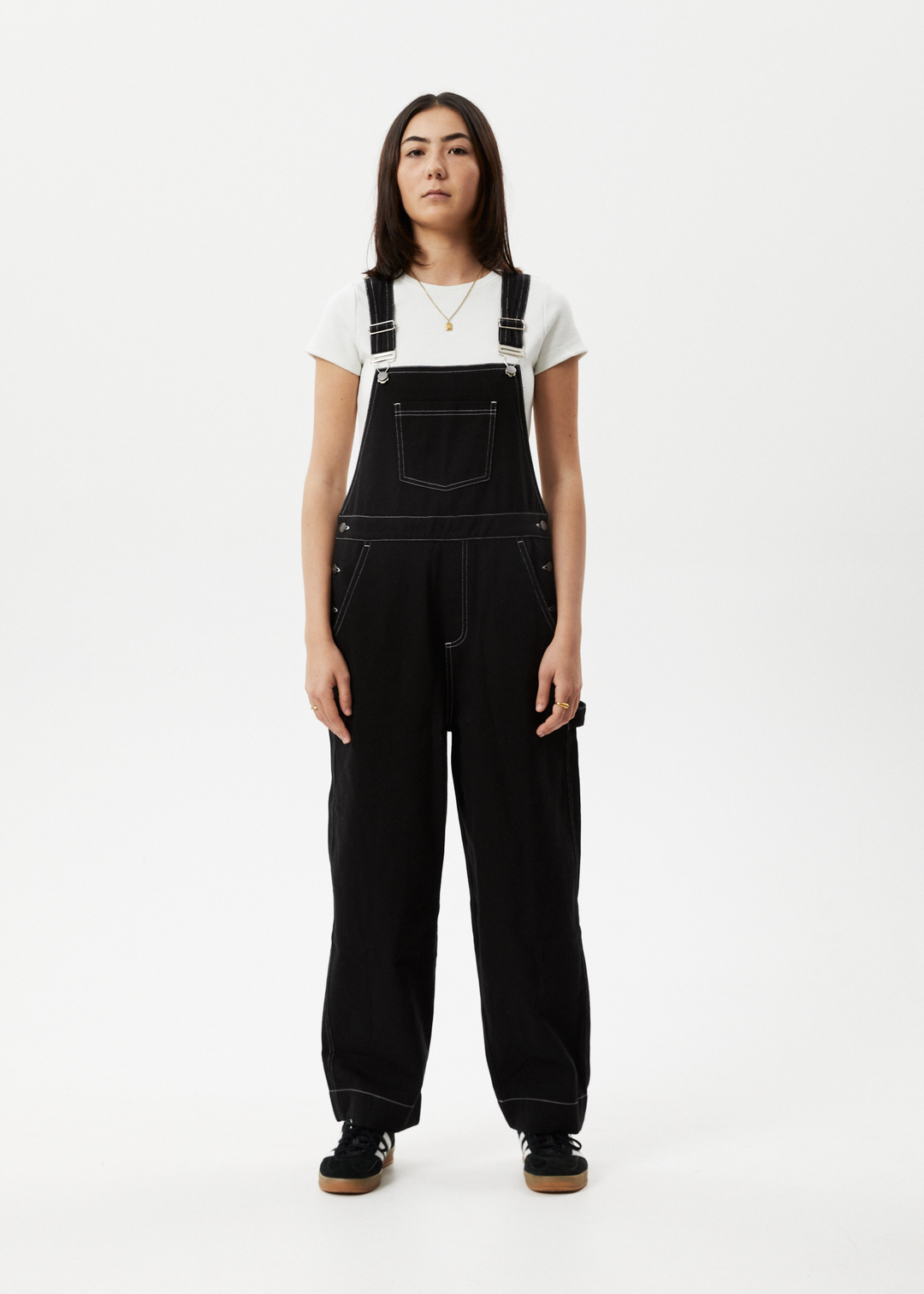 AFENDS Womens Louis - Baggy Overalls - Washed Black W233851-WBL-XS