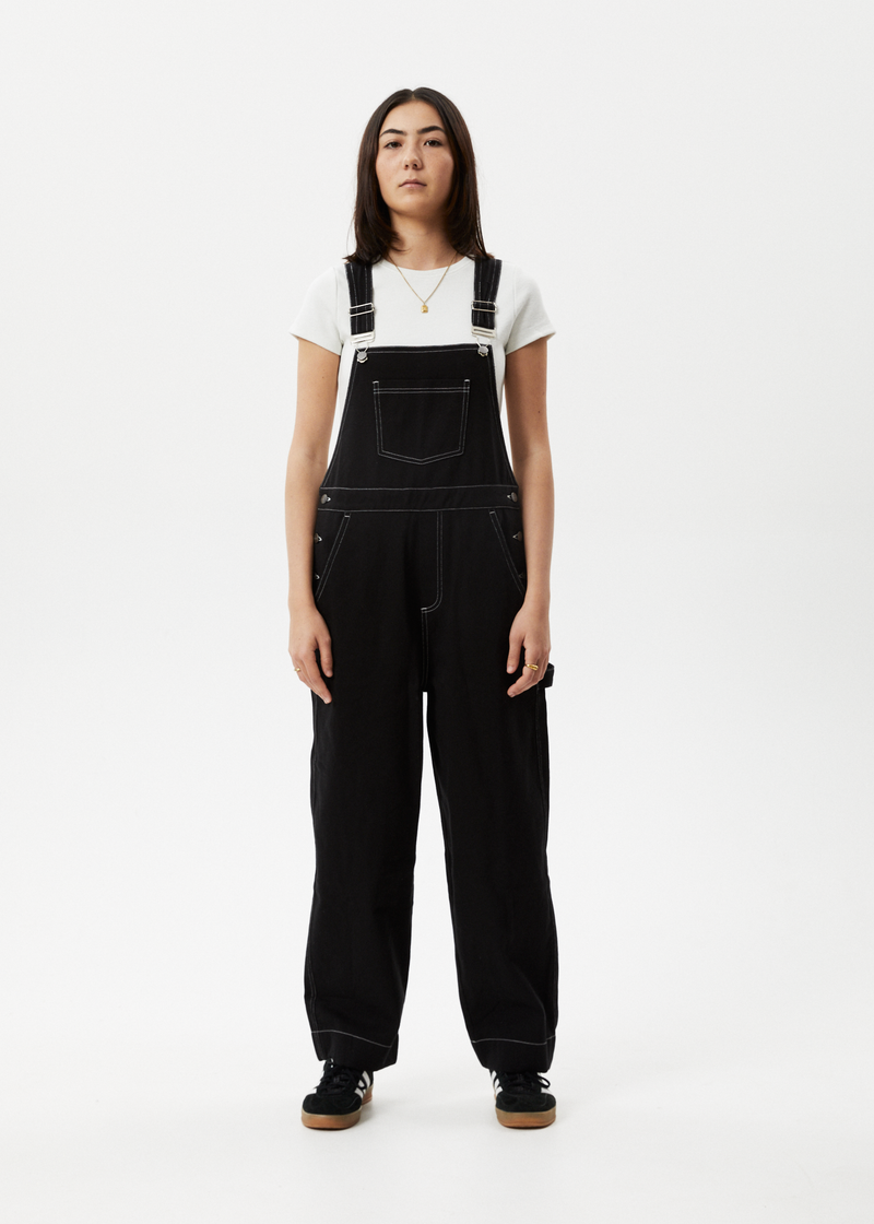 Afends Womens Louis - Baggy Overalls - Washed Black