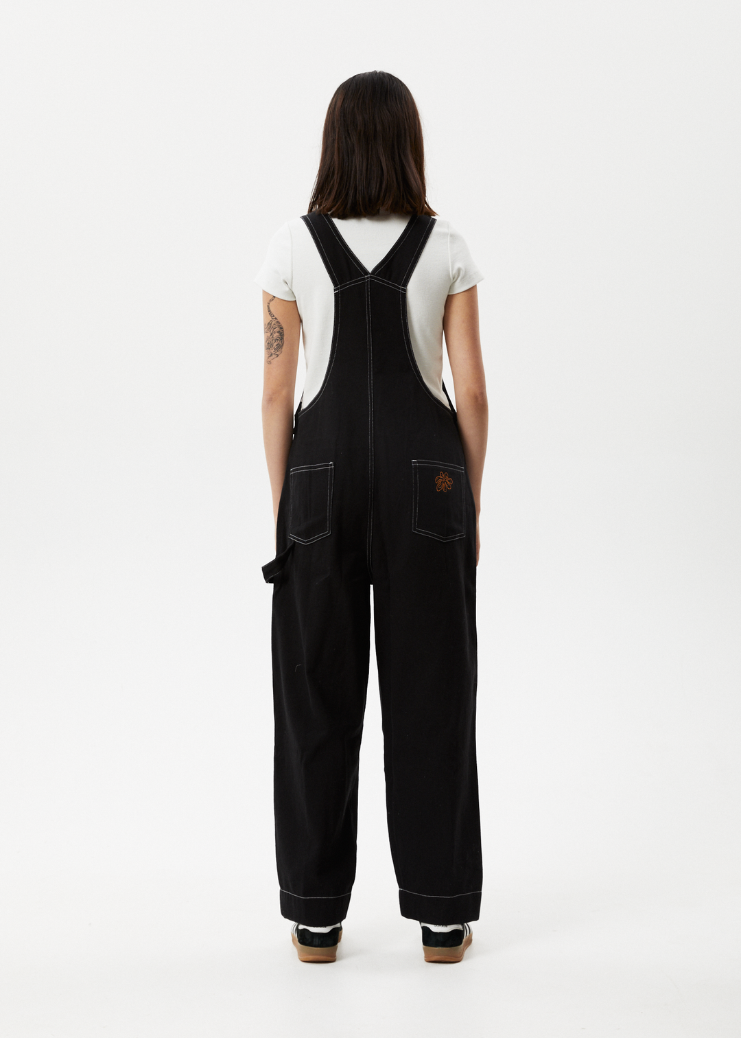 AFENDS Womens Louis - Baggy Overalls - Washed Black 