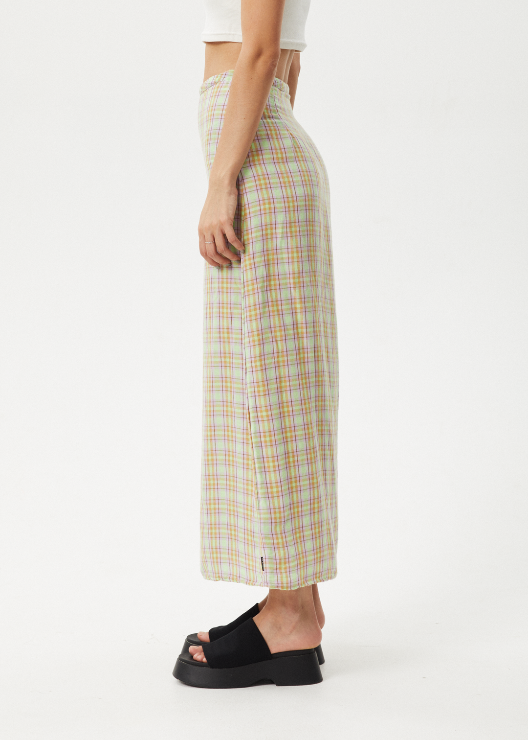 AFENDS Womens Kali - Maxi Skirt - Pistachio Check 