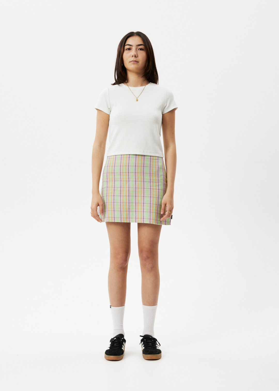 AFENDS Womens Kali - Mini Skirt - Pistachio Check 