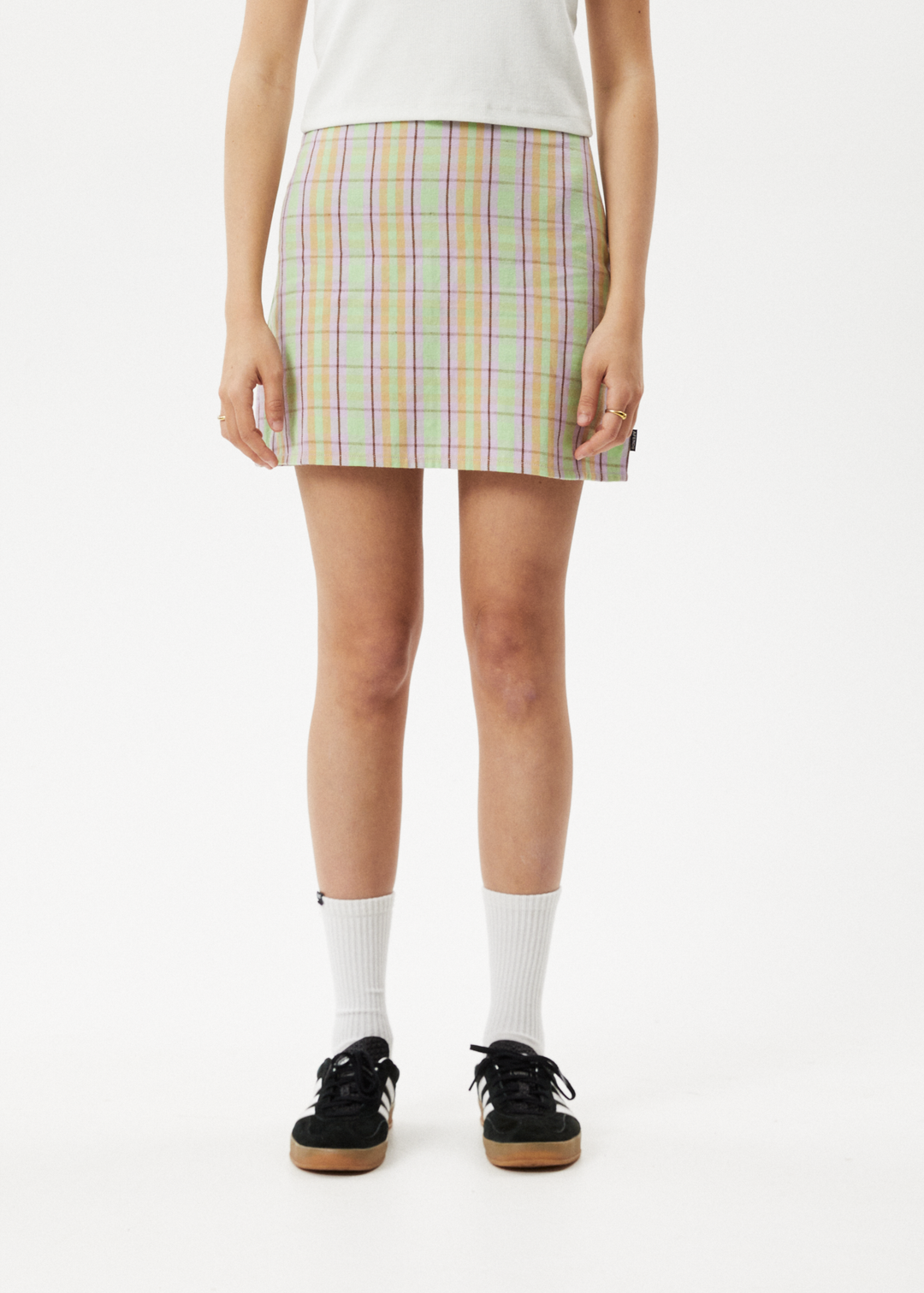 AFENDS Womens Kali - Mini Skirt - Pistachio Check 