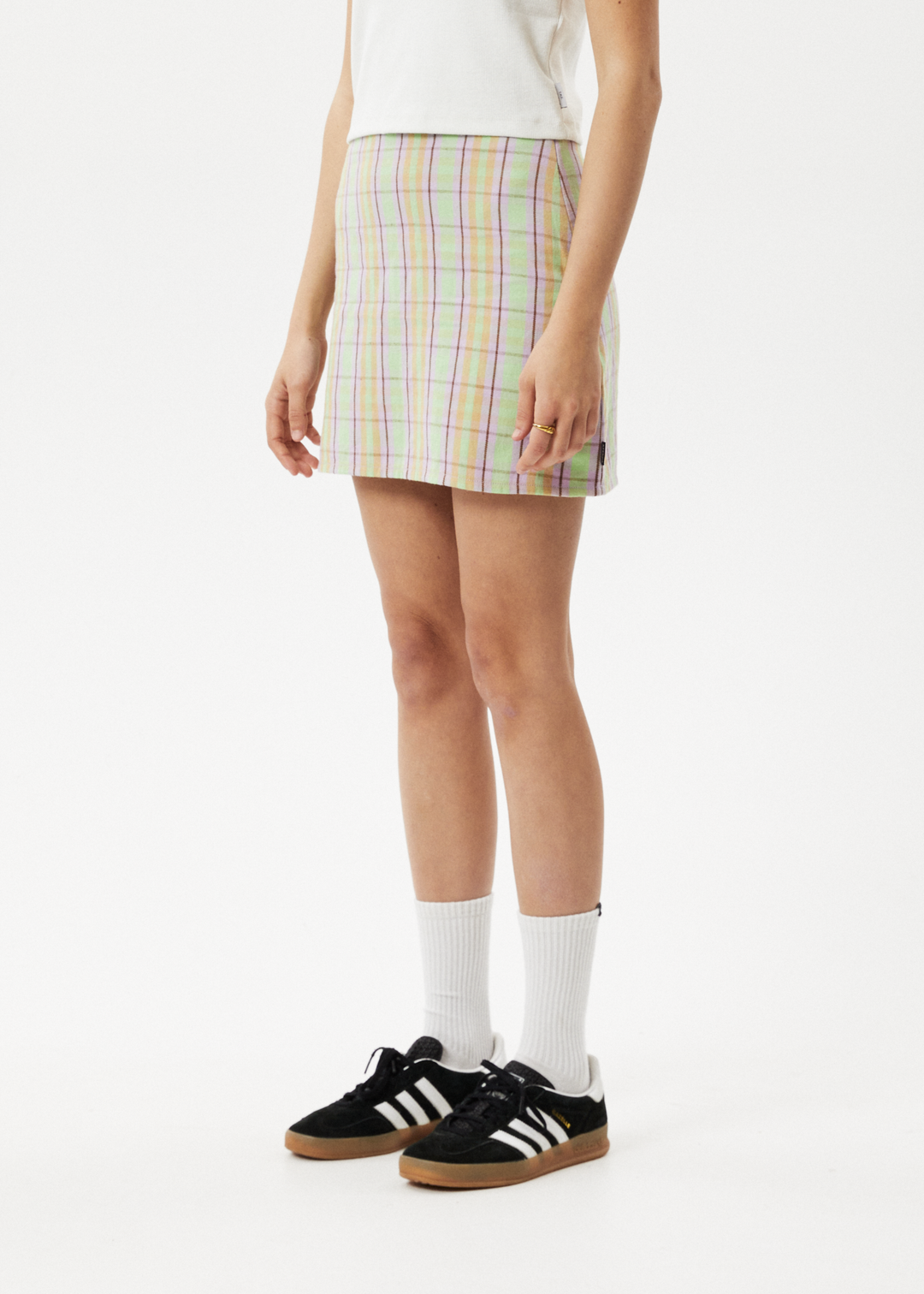 AFENDS Womens Kali - Mini Skirt - Pistachio Check 