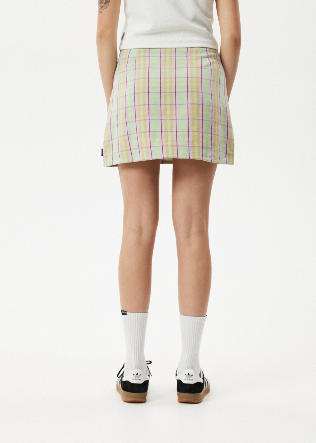 AFENDS Womens Kali - Mini Skirt - Pistachio Check 