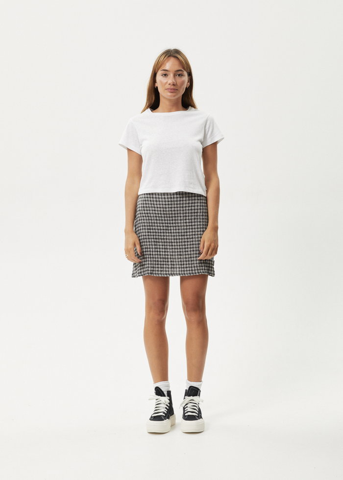 Afends Womens Asta - Seersucker Mini Skirt - Steel Check 