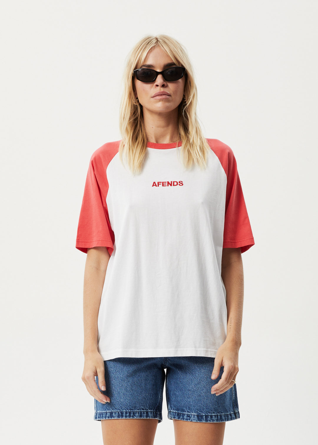 AFENDS Womens Ryan - Oversized Raglan T-Shirt - Hibiscus 