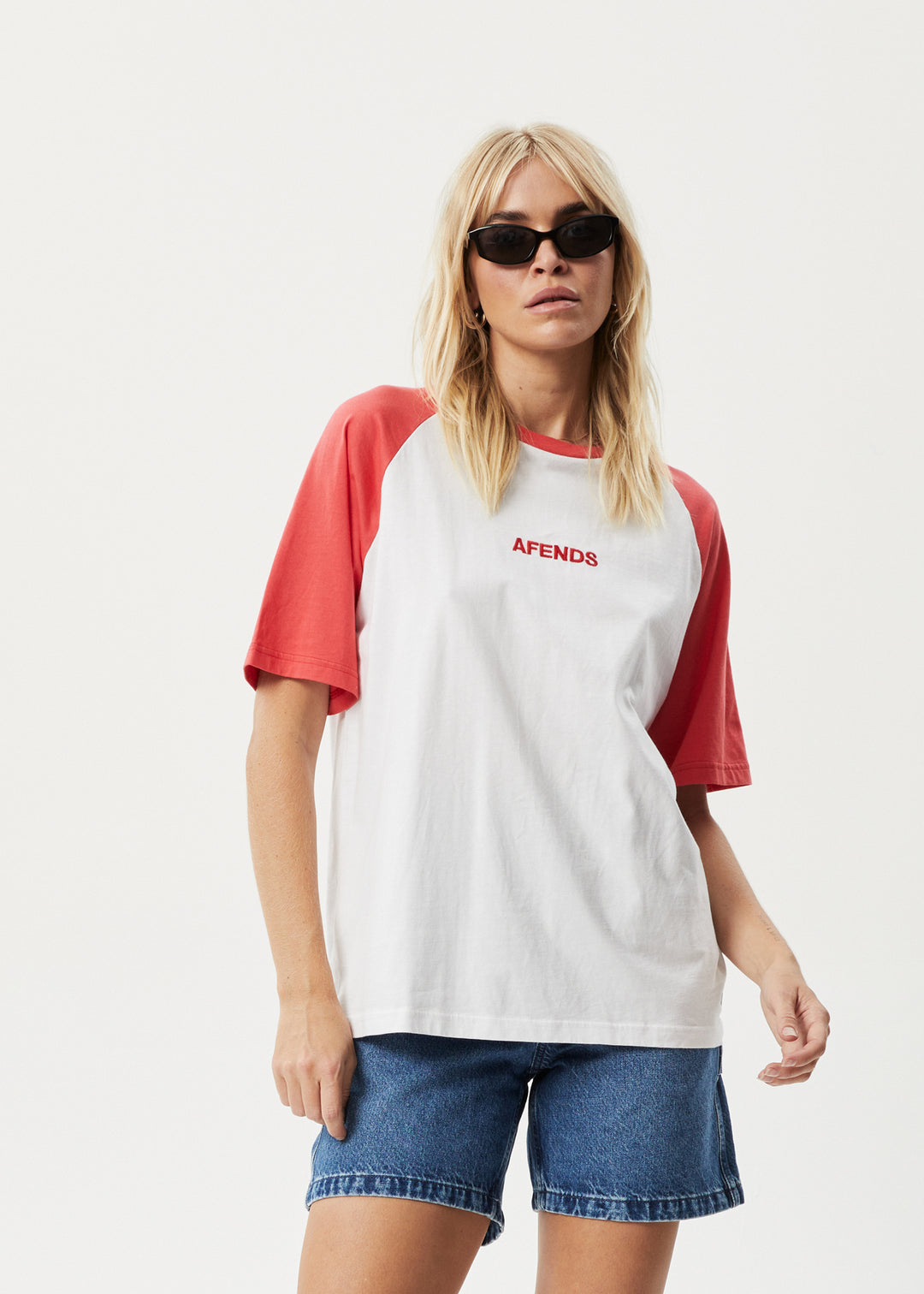 AFENDS Womens Ryan - Oversized Raglan T-Shirt - Hibiscus 