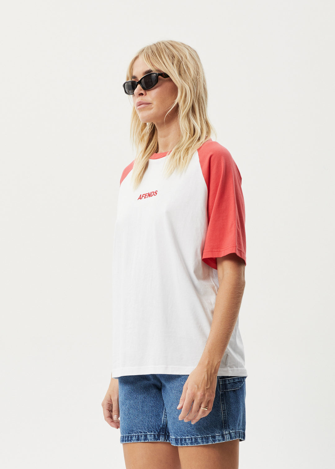 AFENDS Womens Ryan - Oversized Raglan T-Shirt - Hibiscus 