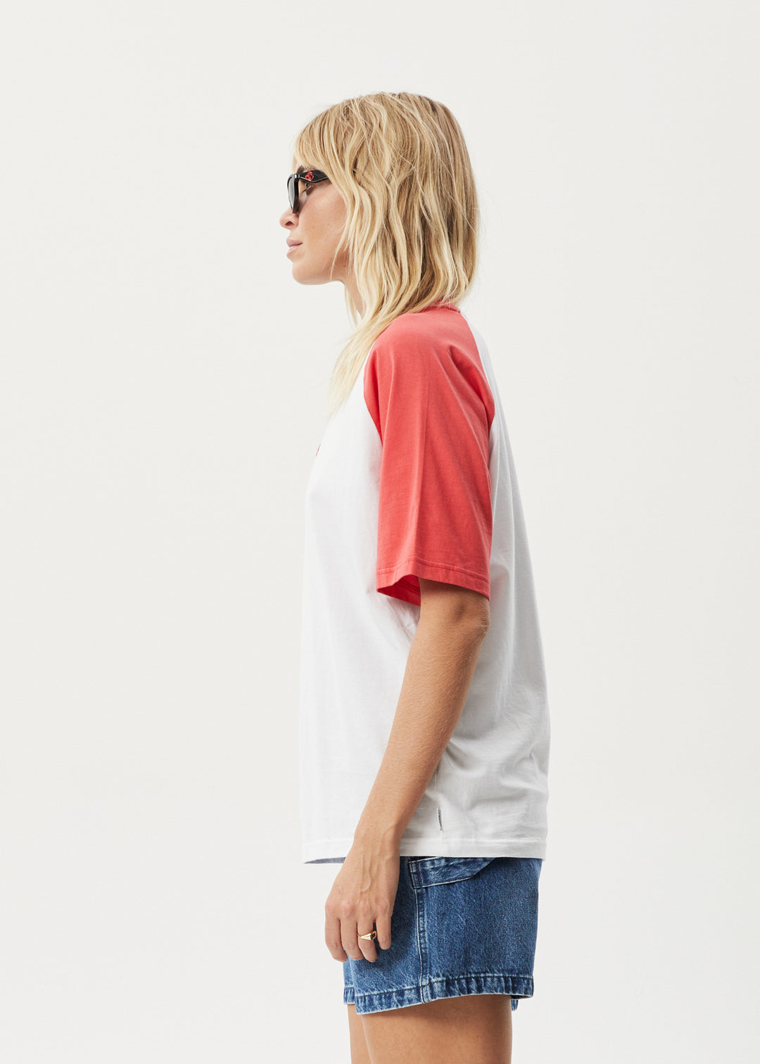 AFENDS Womens Ryan - Oversized Raglan T-Shirt - Hibiscus 