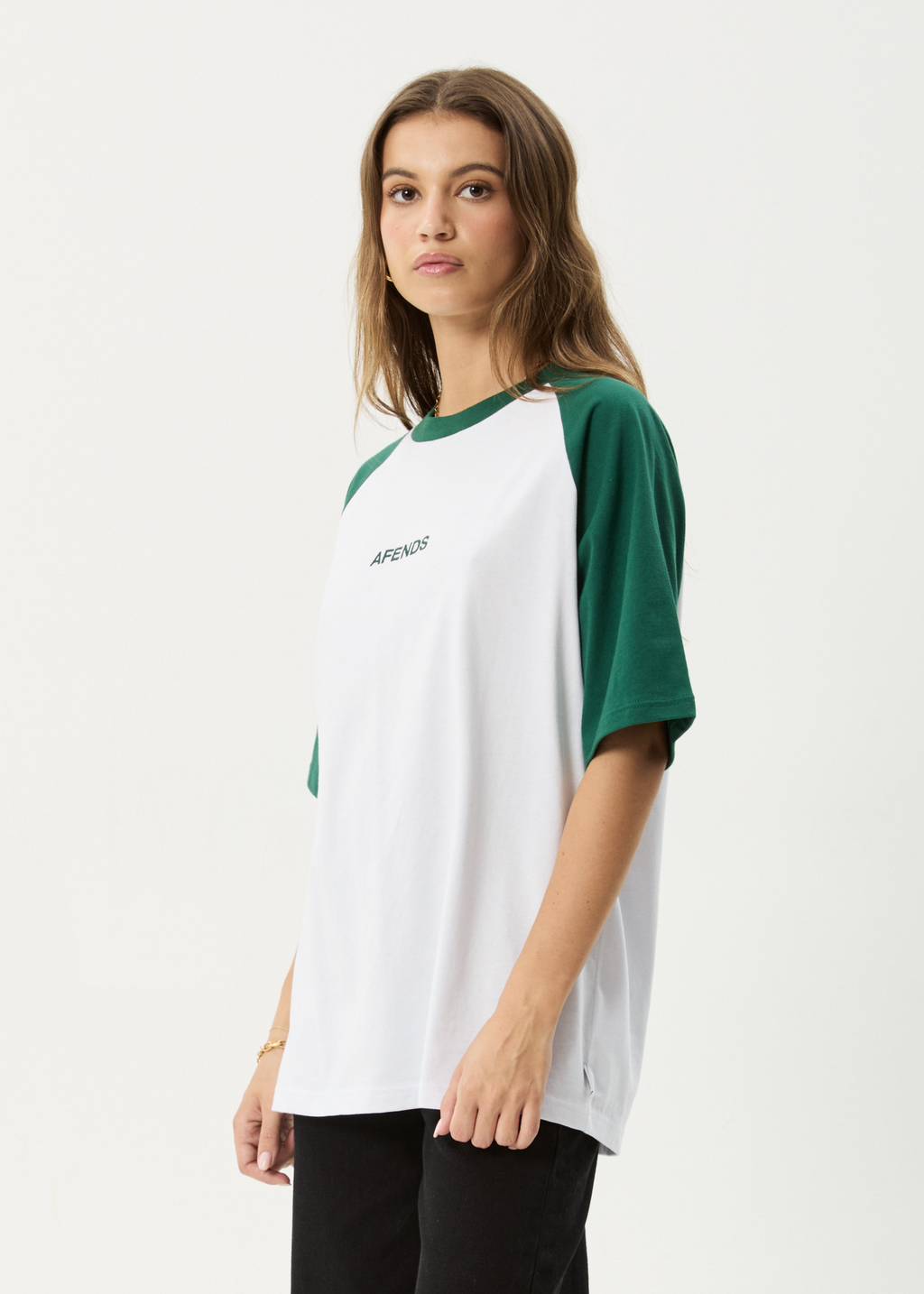 AFENDS Womens Ryan - Oversized Raglan Tee - Hunter Green