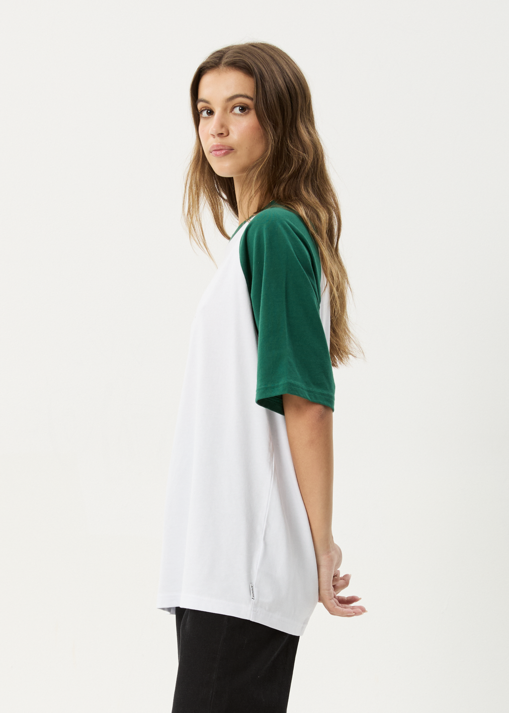 AFENDS Womens Ryan - Oversized Raglan Tee - Hunter Green