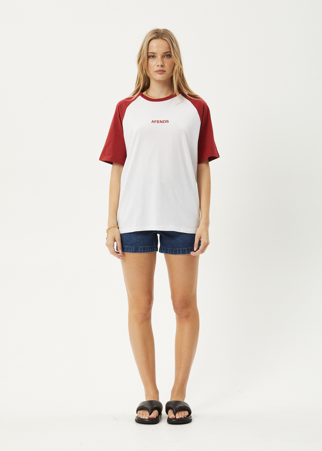 AFENDS Womens Ryan - Oversized Raglan Tee - Ketchup 