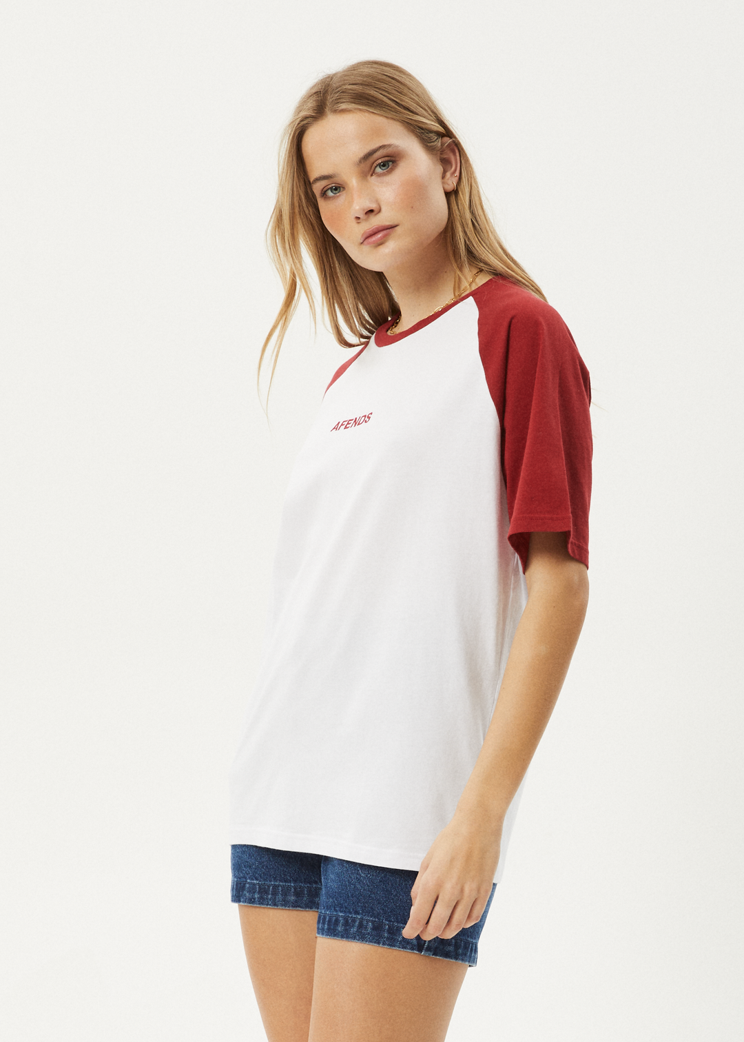 AFENDS Womens Ryan - Oversized Raglan Tee - Ketchup 