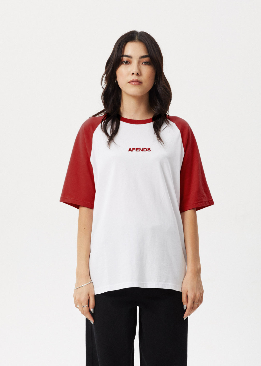 AFENDS Womens Ryan - Oversized Raglan Tee - Ketchup 