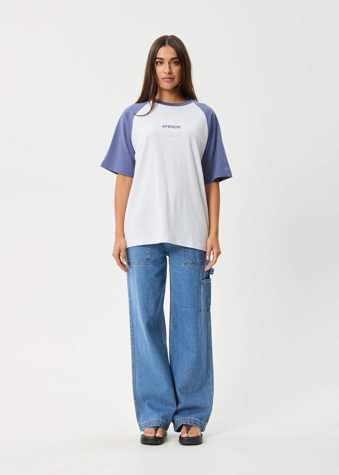 AFENDS Womens Ryan - Oversized Raglan Tee - Marlin