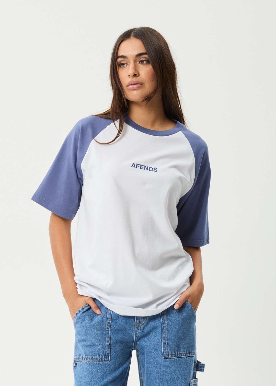 AFENDS Womens Ryan - Oversized Raglan Tee - Marlin