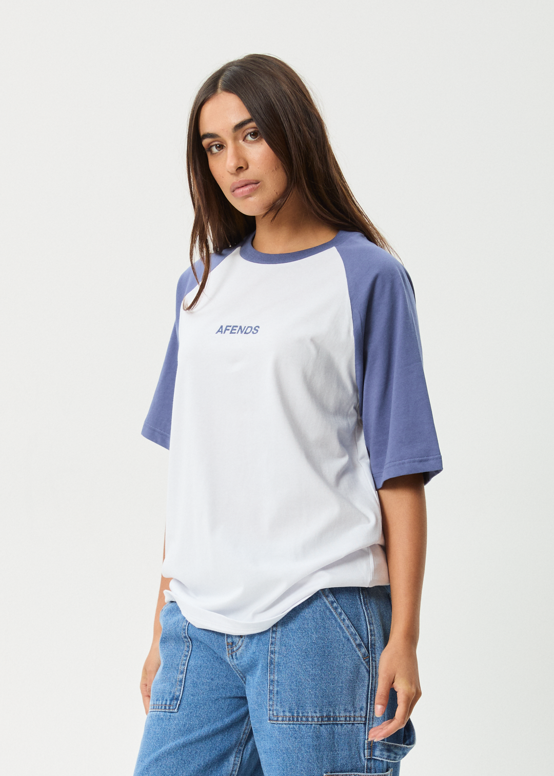 AFENDS Womens Ryan - Oversized Raglan Tee - Marlin