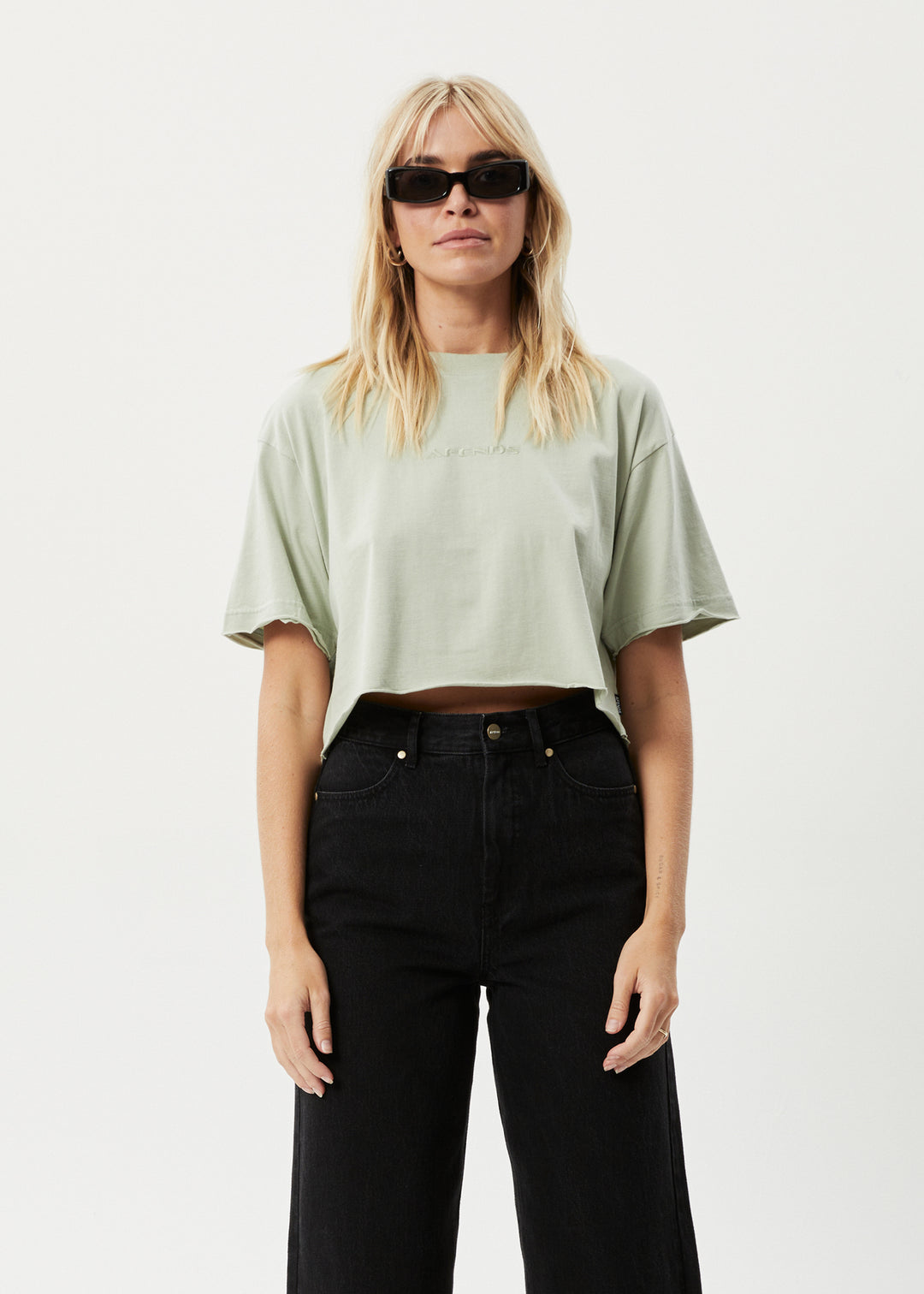 AFENDS Womens Restless Slay Cropped - T-Shirt - Eucalyptus 