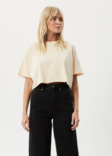 Afends Womens Restless Slay Cropped -  T-Shirt - Sand - Afends womens restless slay cropped    t shirt   sand 
