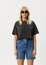 Afends Womens Restless Slay Cropped -  T-Shirt - Stone Black - Afends womens restless slay cropped    t shirt   stone black 