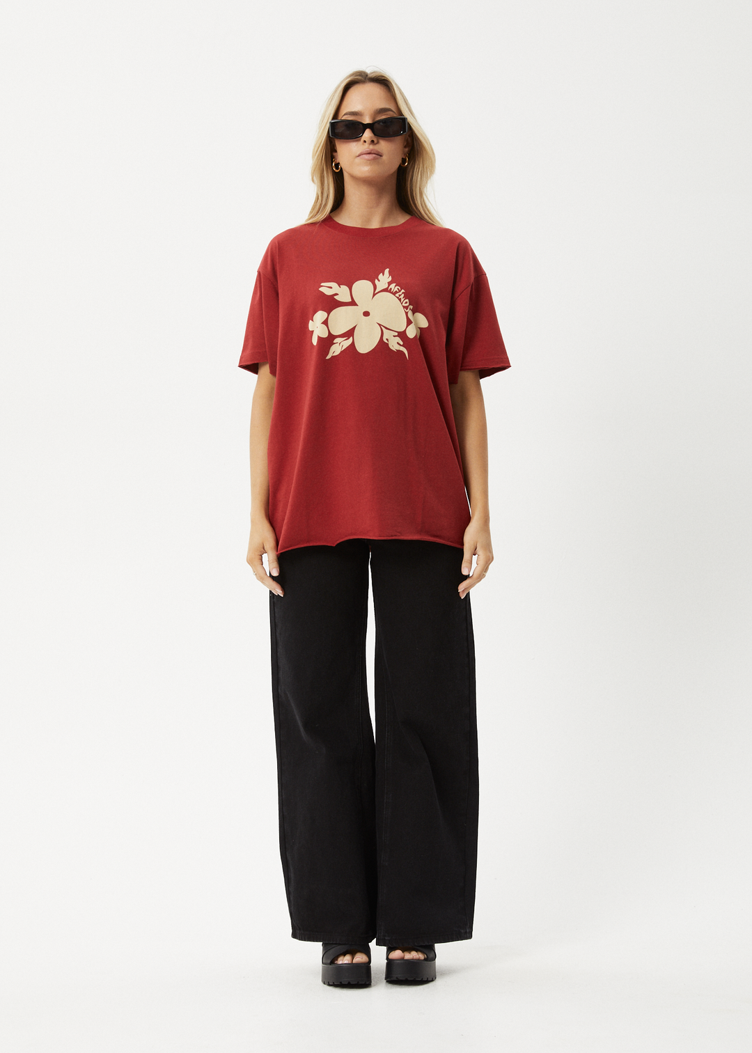 AFENDS Womens Island - Oversized T-Shirt - Ketchup 