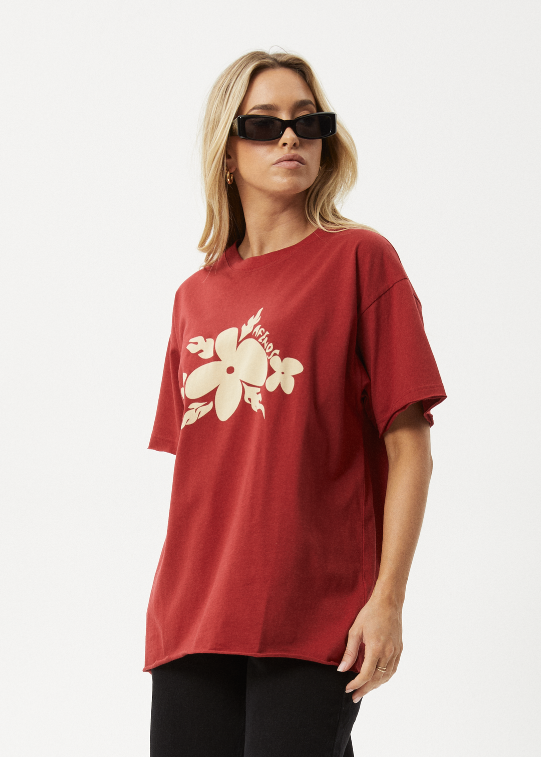 AFENDS Womens Island - Oversized T-Shirt - Ketchup 