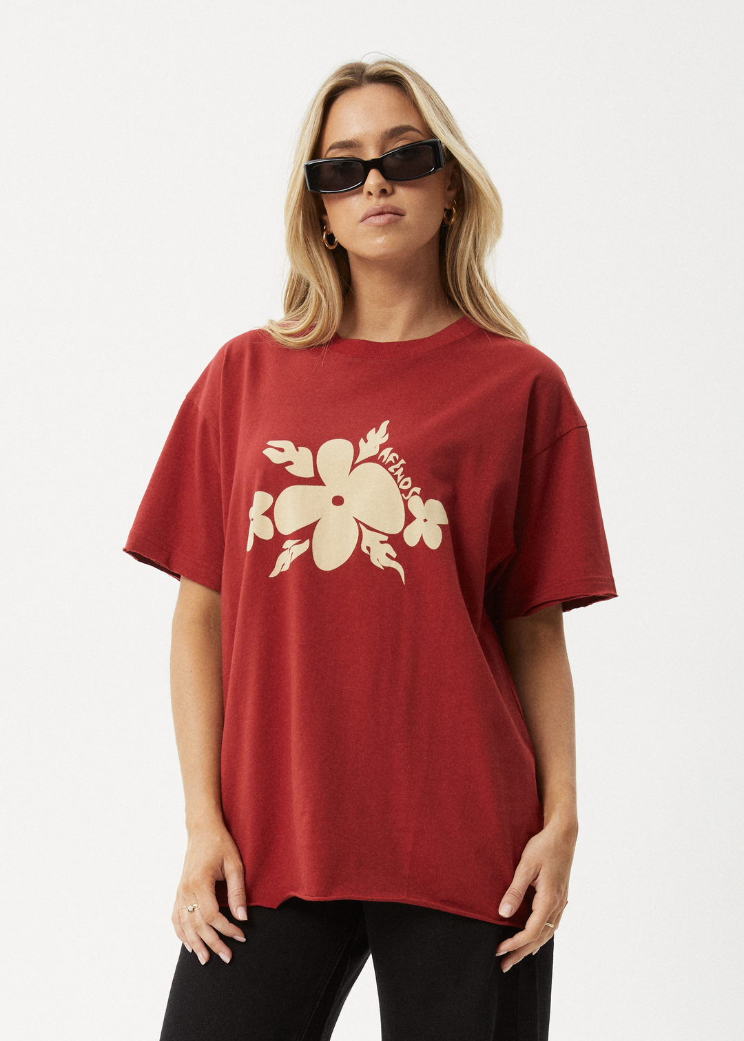 AFENDS Womens Island - Oversized T-Shirt - Ketchup 