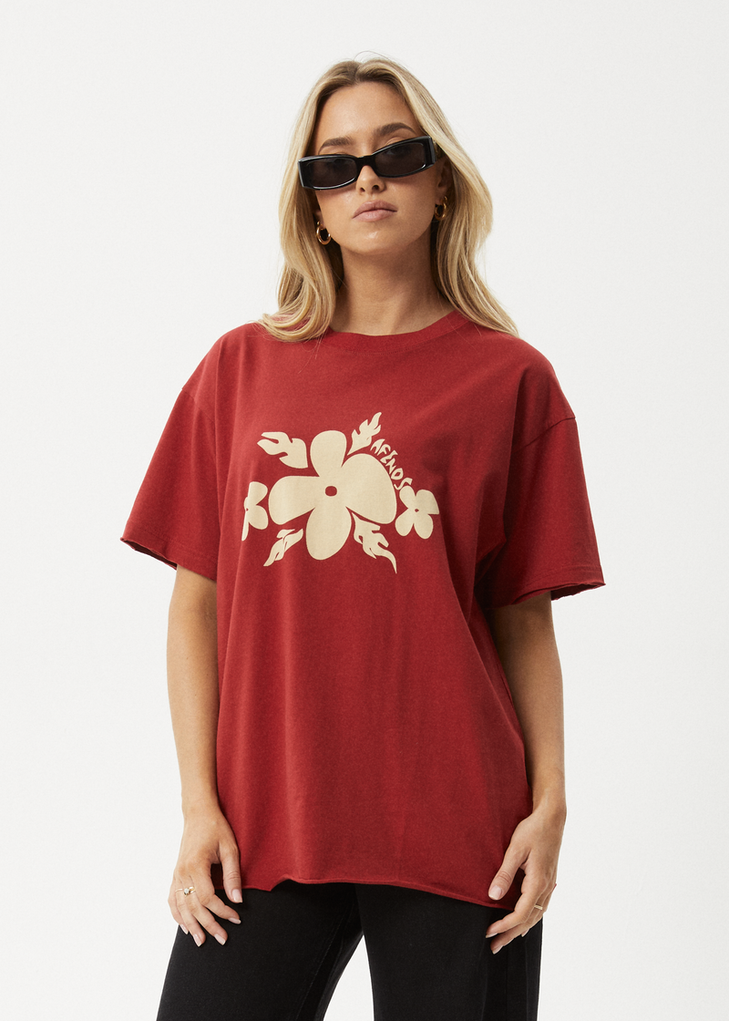 AFENDS Womens Island - Oversized T-Shirt - Ketchup