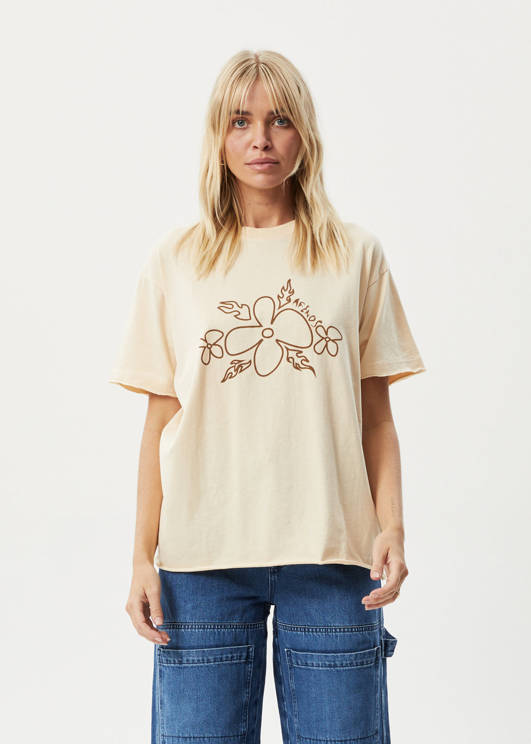 AFENDS Womens Island - Oversized T-Shirt - Sand 