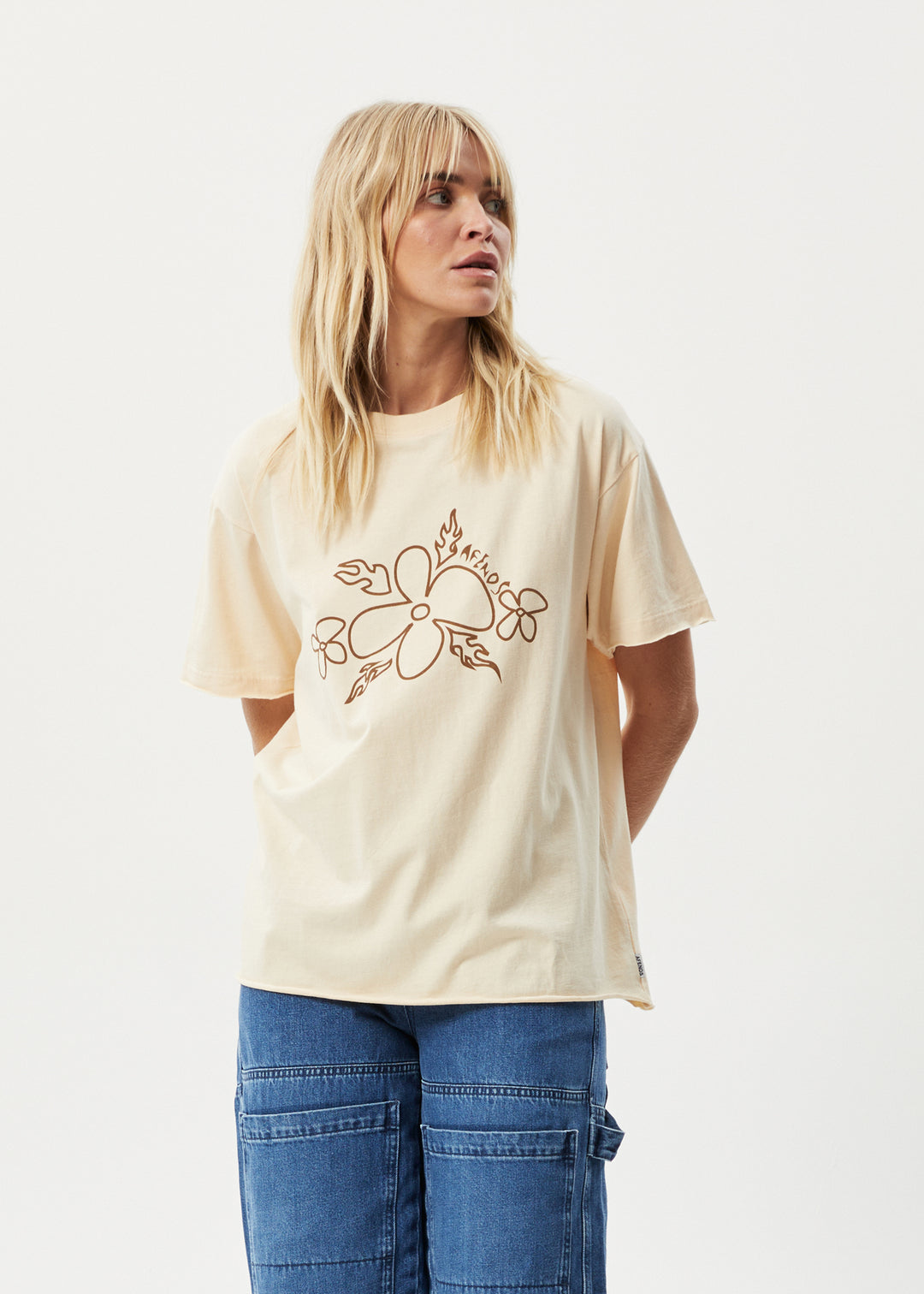 AFENDS Womens Island - Oversized T-Shirt - Sand 