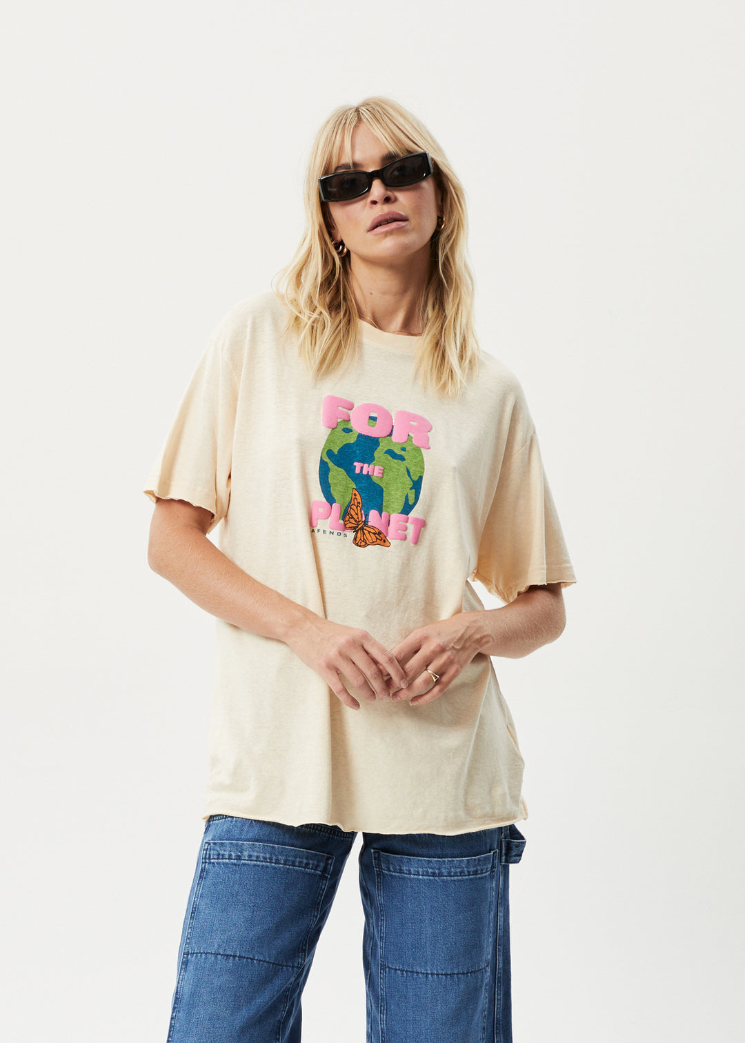 AFENDS Womens Planet - Oversized T-Shirt - Sand 