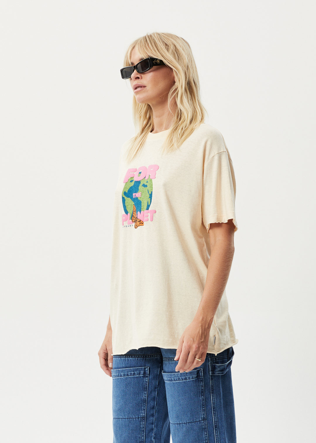 AFENDS Womens Planet - Oversized T-Shirt - Sand 