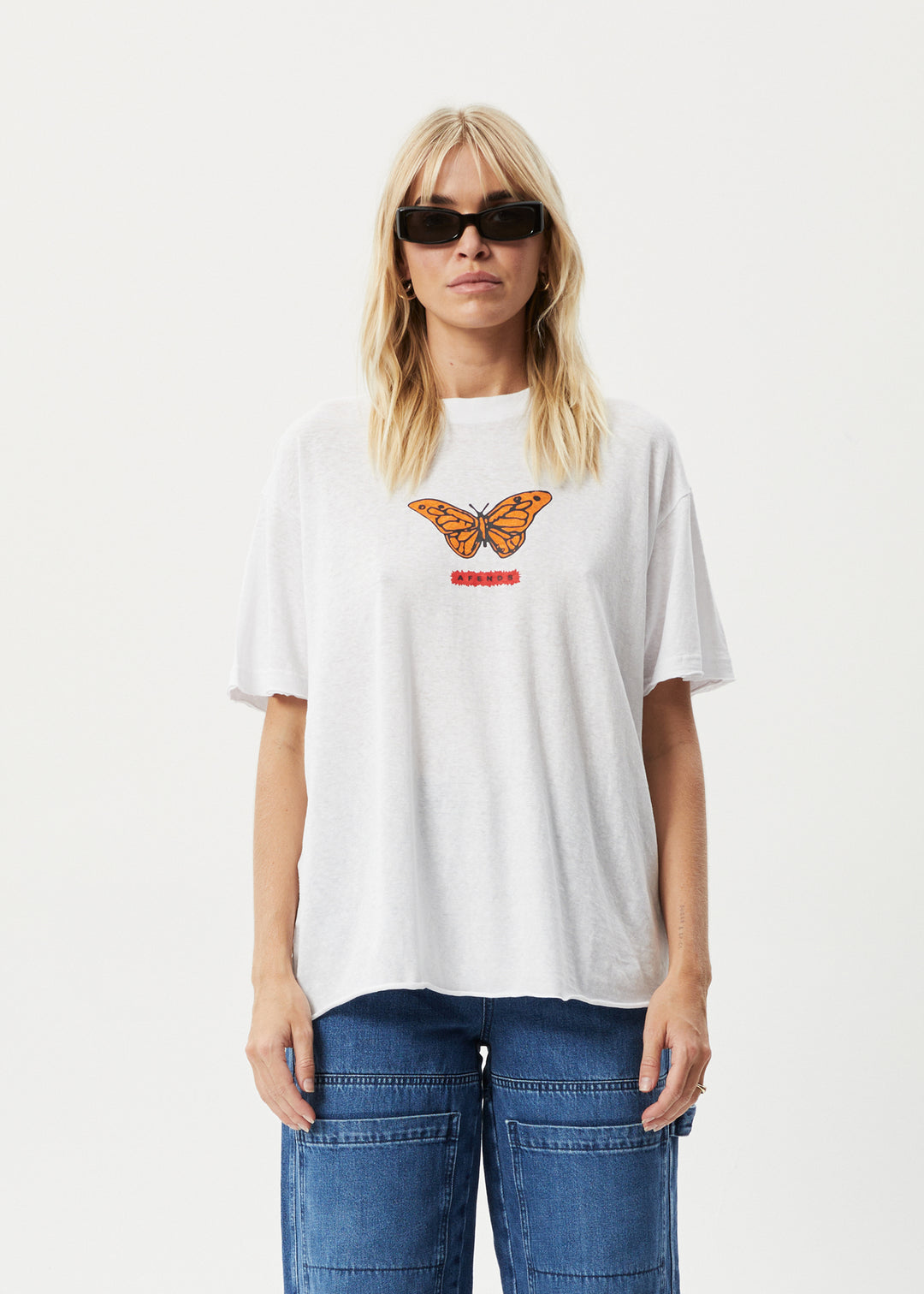 AFENDS Womens Papillon - Oversized T-Shirt - White 