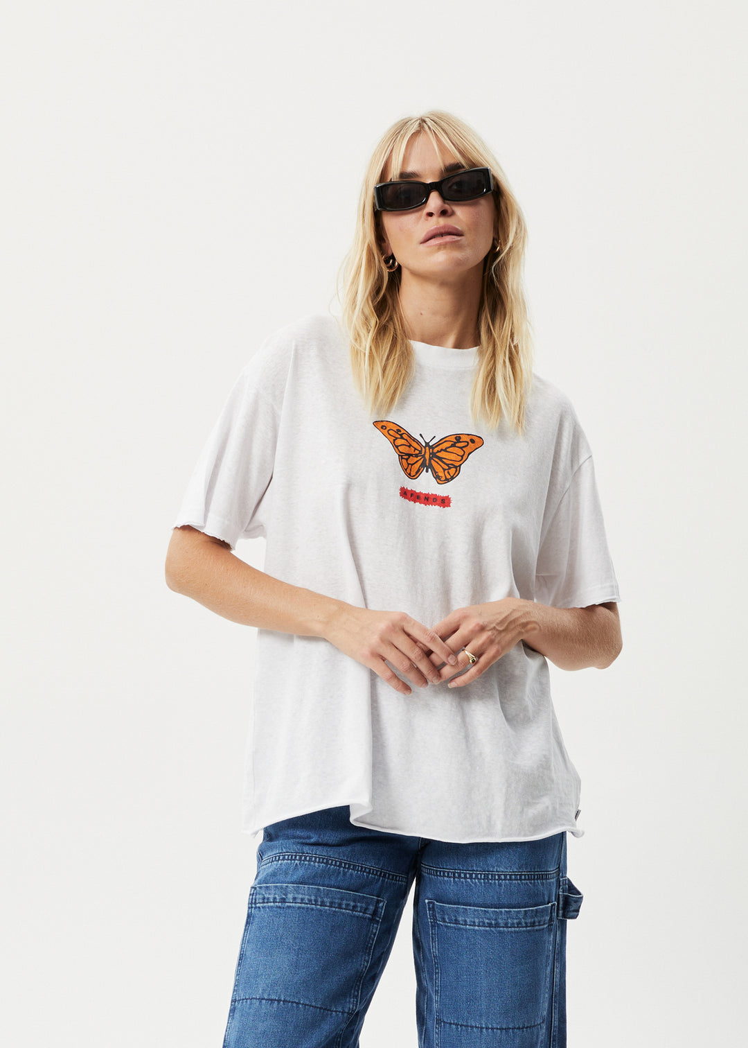 AFENDS Womens Papillon - Oversized T-Shirt - White 