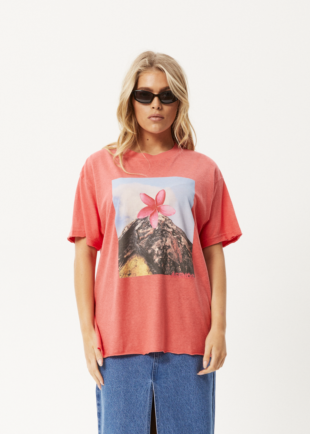 AFENDS Womens Under Pressure - Oversized T-Shirt - Washed Hibiscus 