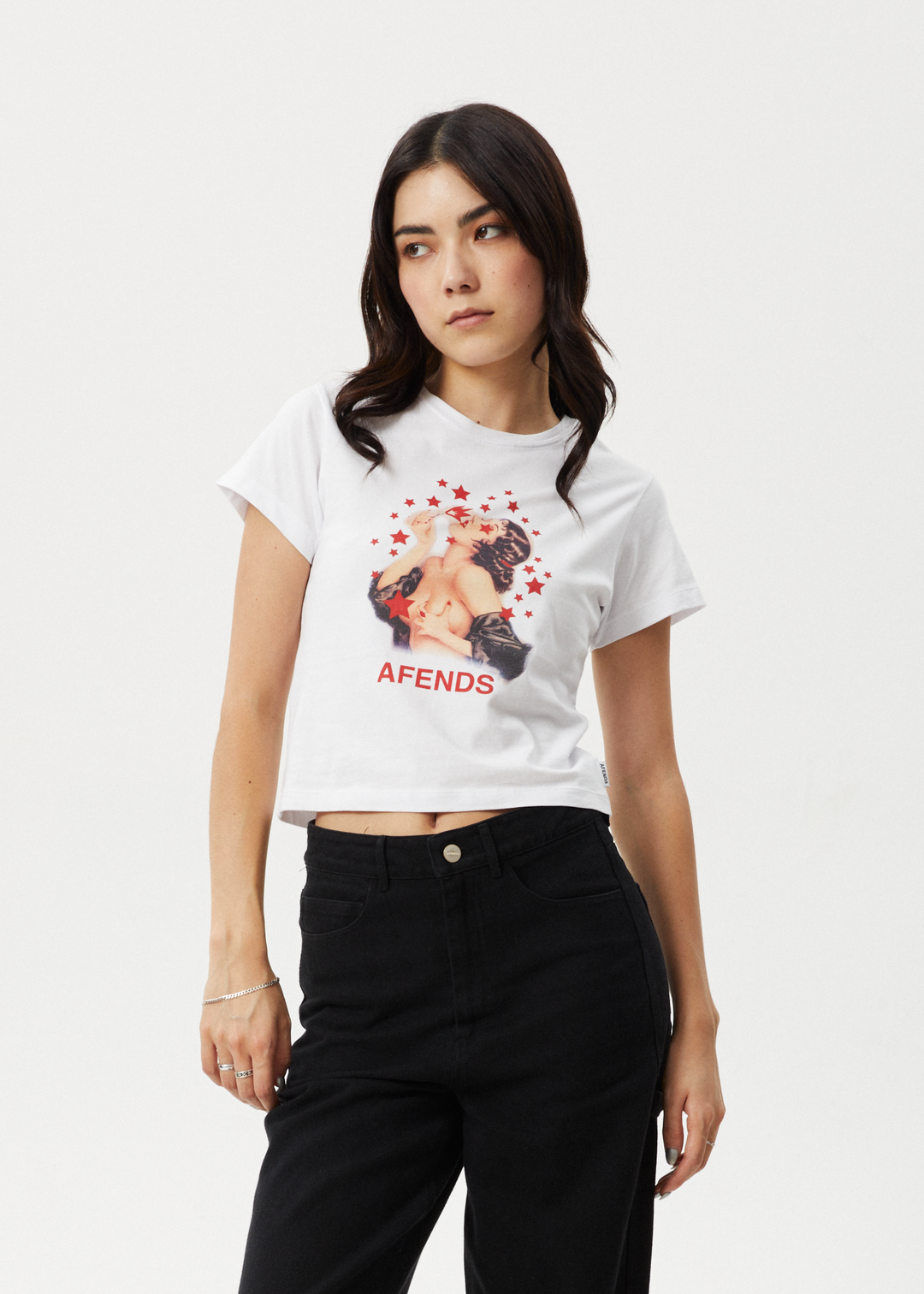 AFENDS Womens Dixie -  Baby Tee - White 