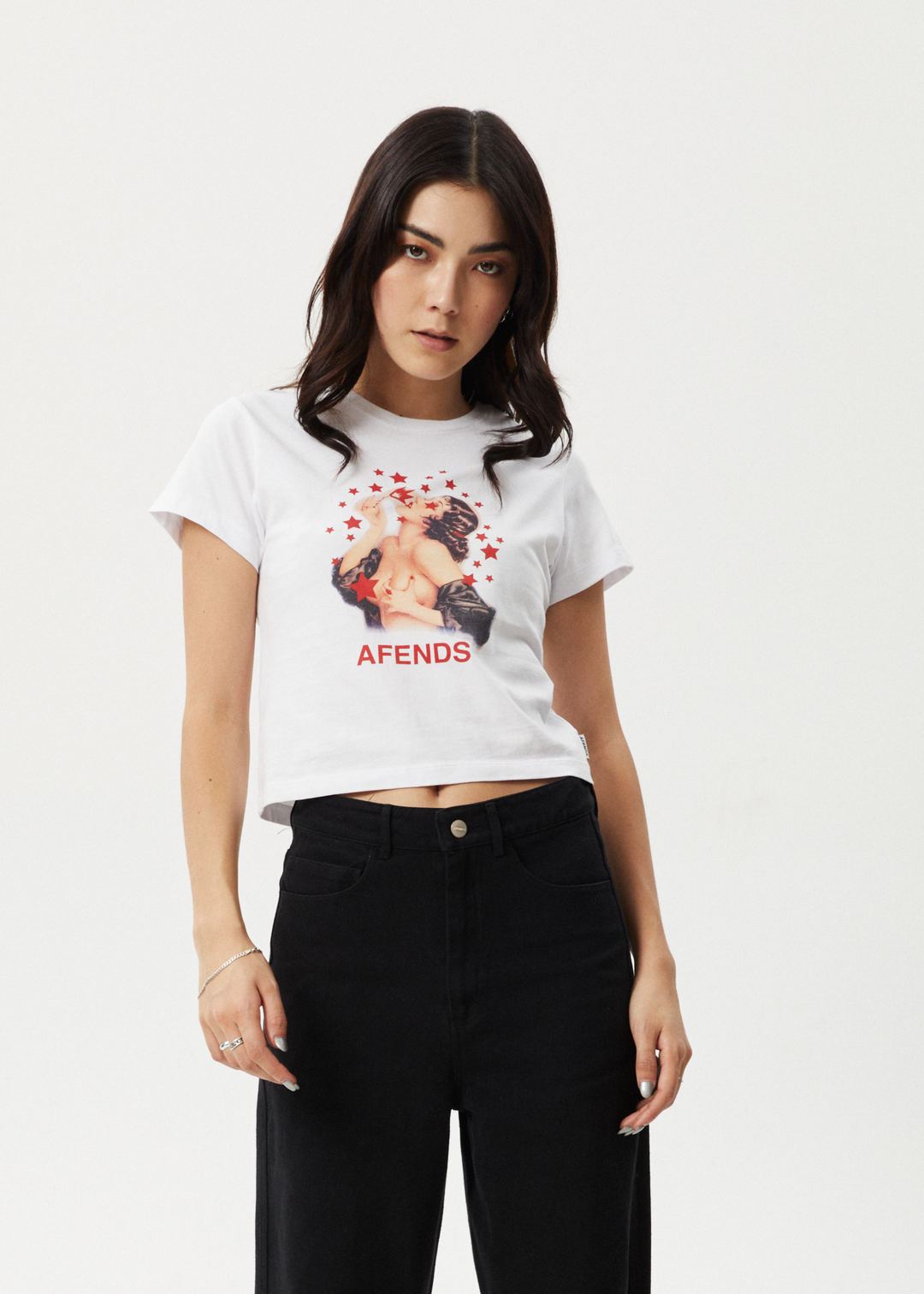 AFENDS Womens Dixie -  Baby Tee - White 