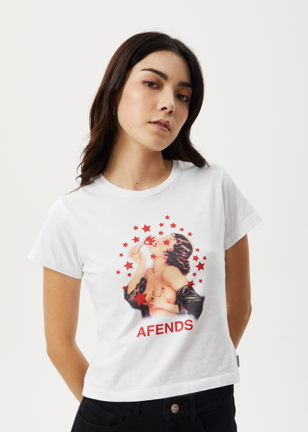 AFENDS Womens Dixie -  Baby Tee - White 